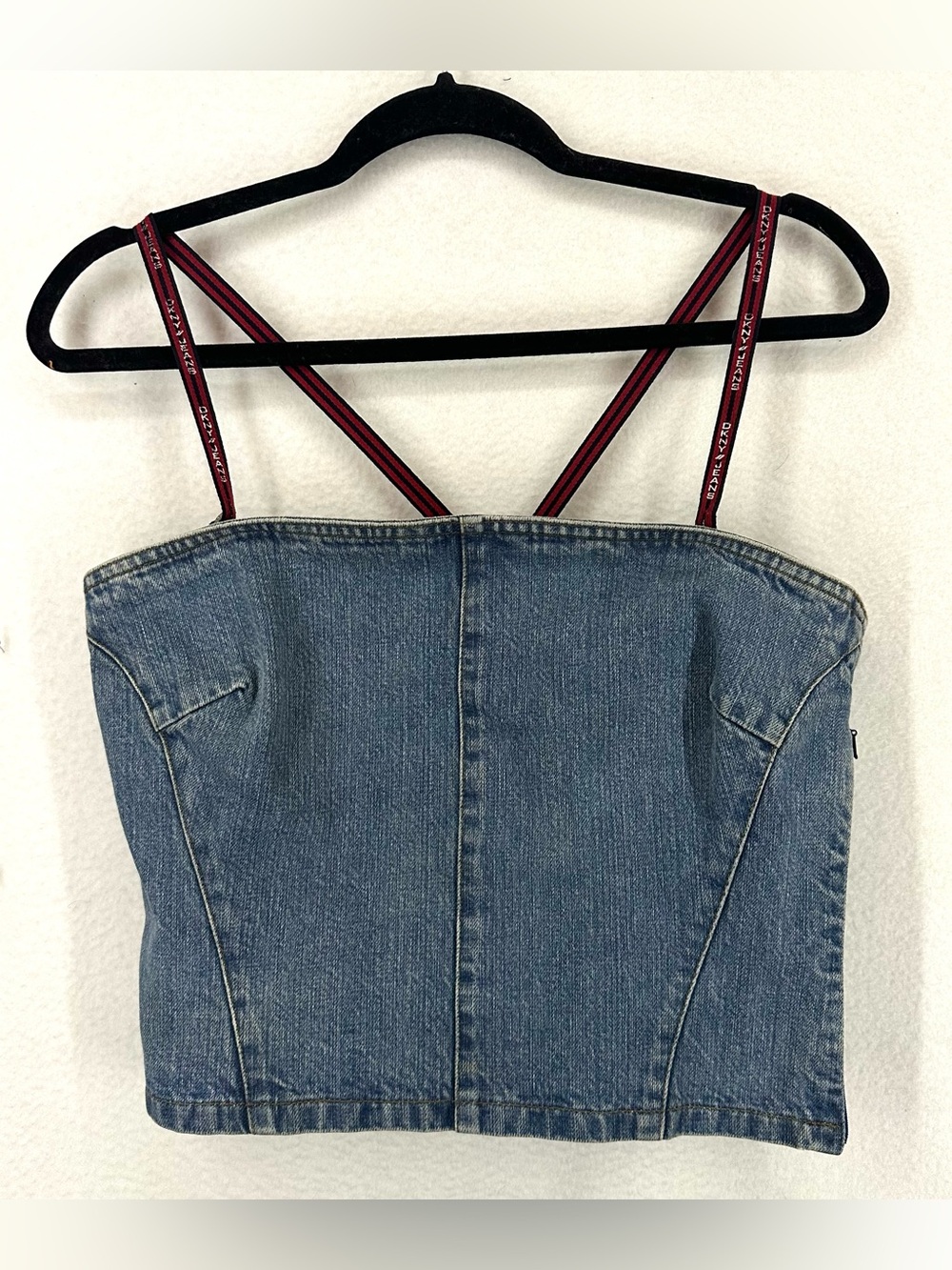 DKNY Jeans Women’s Size 9 Denim Corset Bustier Cami Top Blue Strappy Y2K